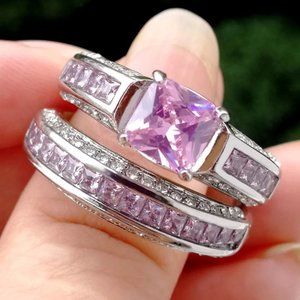 New cute 2.5ct purple Amethyst 925 Silver Ring